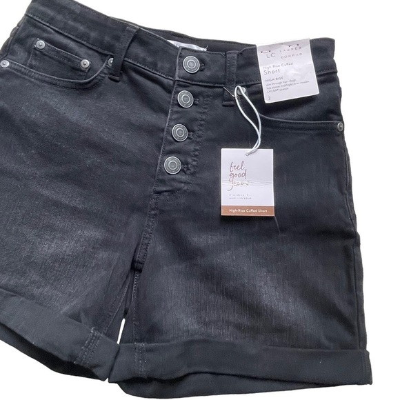 LC Lauren Conrad Women’s High Rise Cuffed Denim Shorts Size 2 Button Fly Stretch - Picture 3 of 9